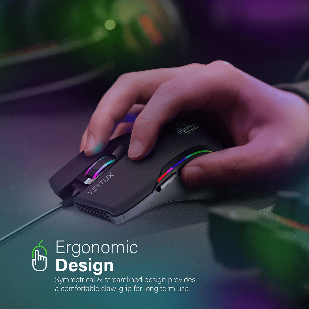 VERTUX Assaulter Gamecharged Lightweight Gaming Mouse Black - DataBlitz