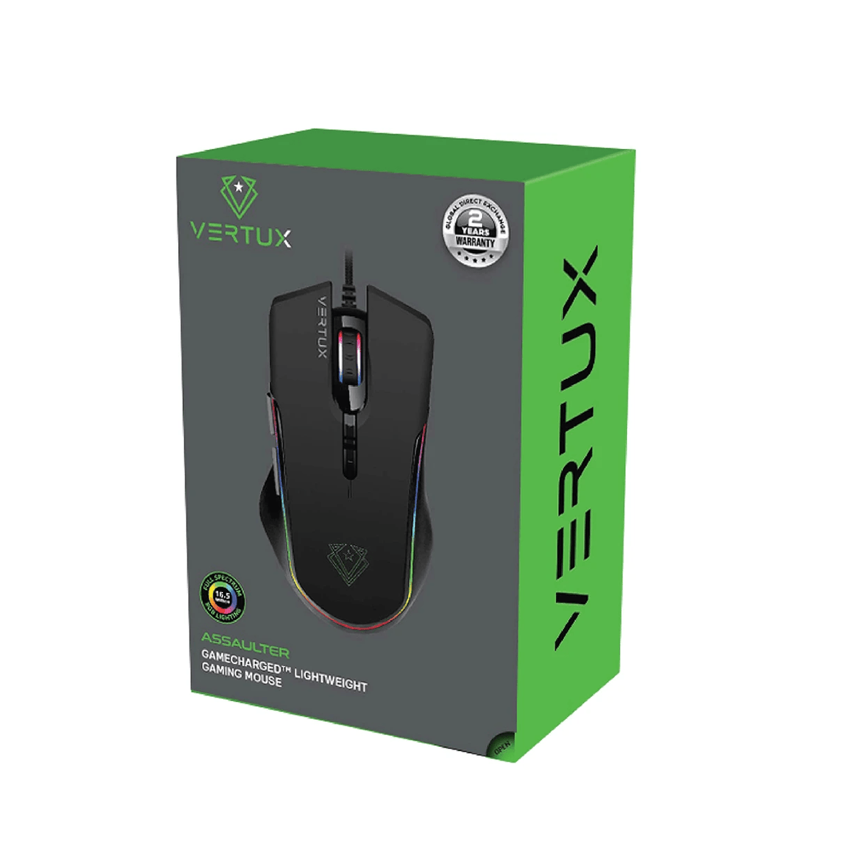 VERTUX Assaulter Gamecharged Lightweight Gaming Mouse Black - DataBlitz