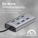 PROMATE EZHUB-7 USB 3.0 PORTS ALUMINUM ALLOY USB HUB WITH DUAL INPUT (BLACK) - DataBlitz