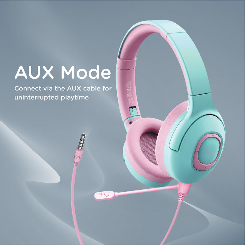 Promate Coddy Hi-Definition Safe Audio Wireless Headphone (Bubblegum)