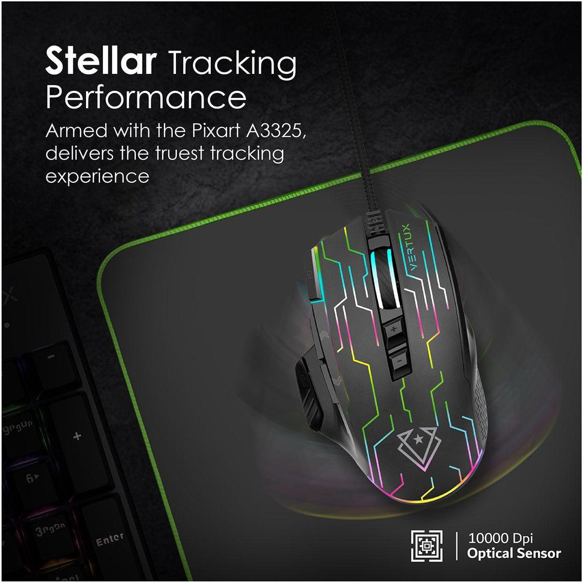 VERTUX KRYPTONITE SUPERIOR QUICK PERFORMANCE WIRED GAMING MOUSE BLACK - DataBlitz