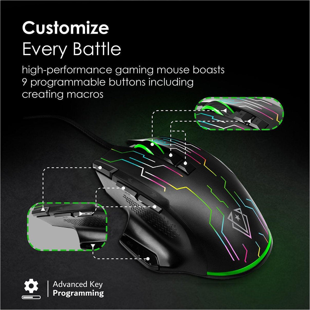 VERTUX KRYPTONITE SUPERIOR QUICK PERFORMANCE WIRED GAMING MOUSE BLACK - DataBlitz