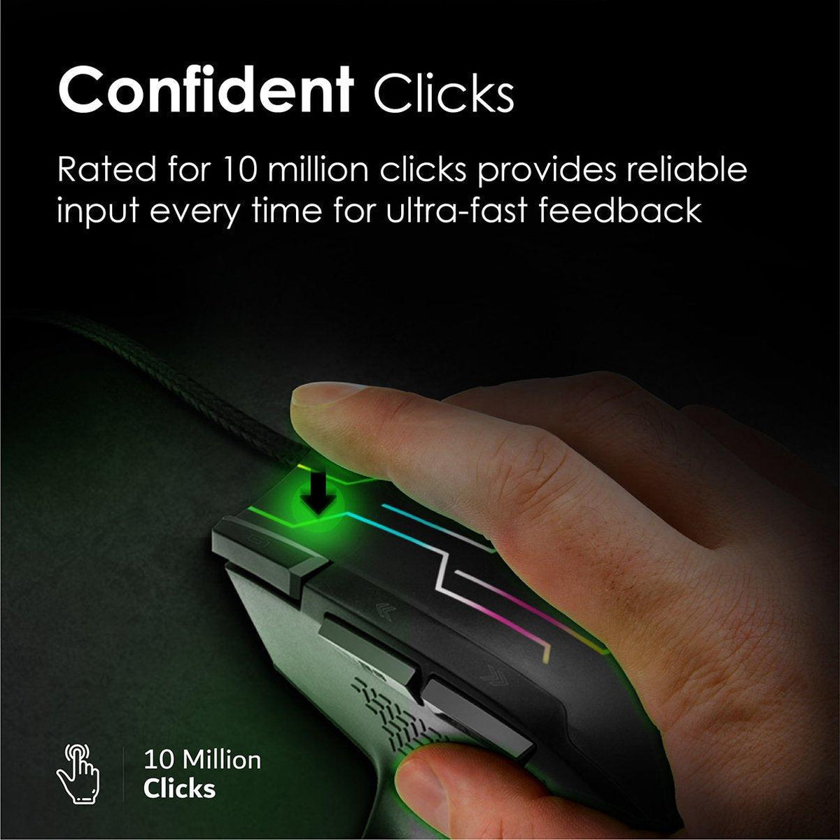 VERTUX KRYPTONITE SUPERIOR QUICK PERFORMANCE WIRED GAMING MOUSE BLACK - DataBlitz