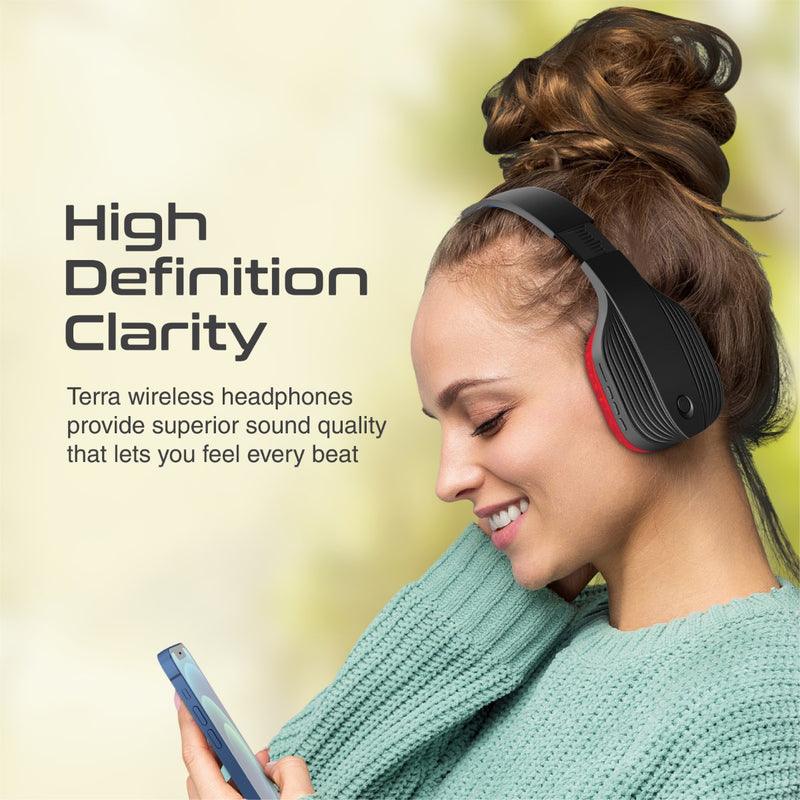 Promate Terra High Sonic Performance Wireless Headphones (Maroon) - DataBlitz