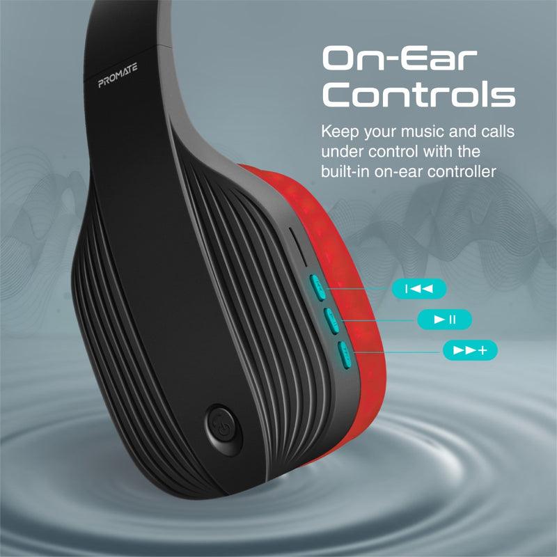 Promate Terra High Sonic Performance Wireless Headphones (Maroon) - DataBlitz