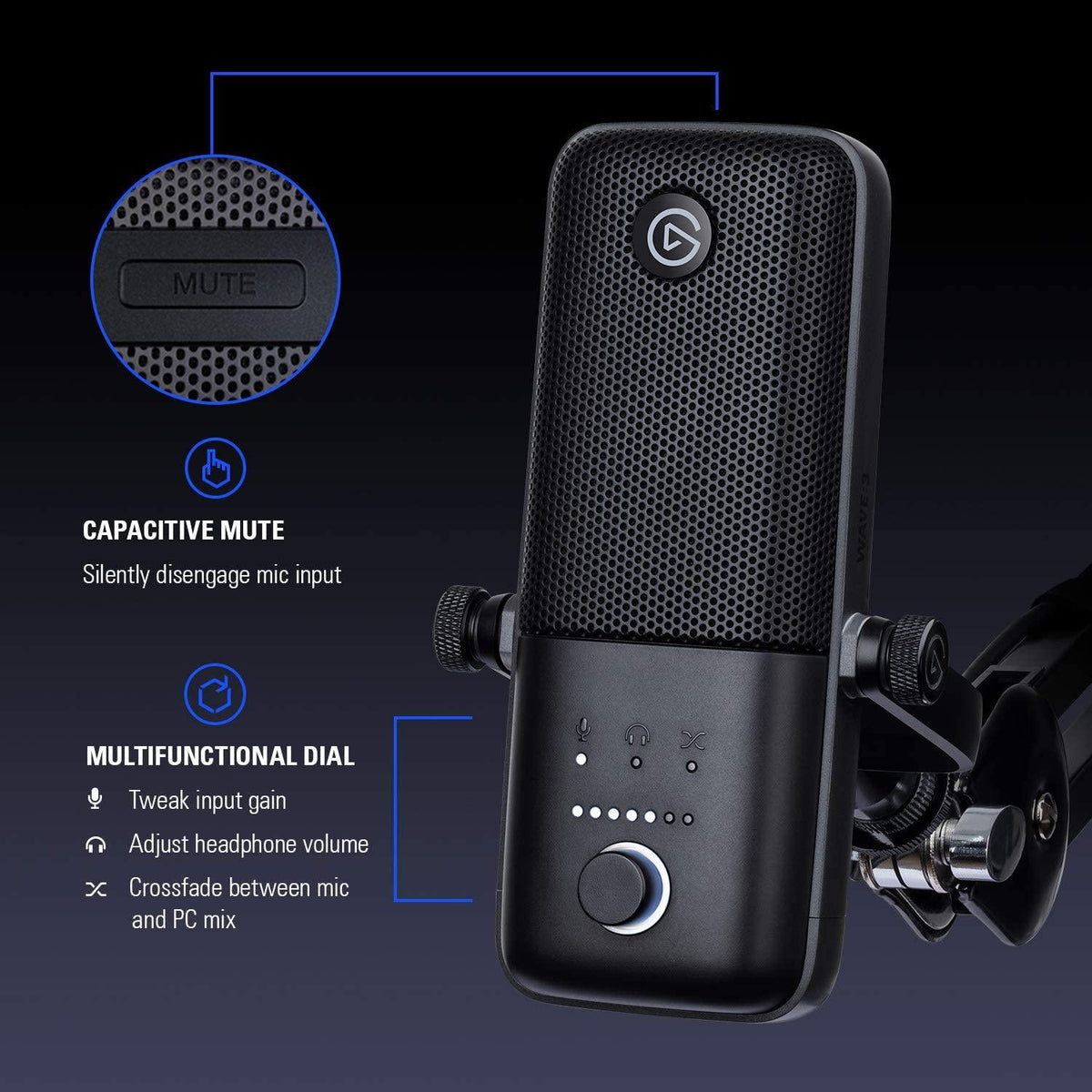 ELGATO WAVE 3 PREMIUM MICROPHONE & DIGITAL MIXING SOLUTION - DataBlitz