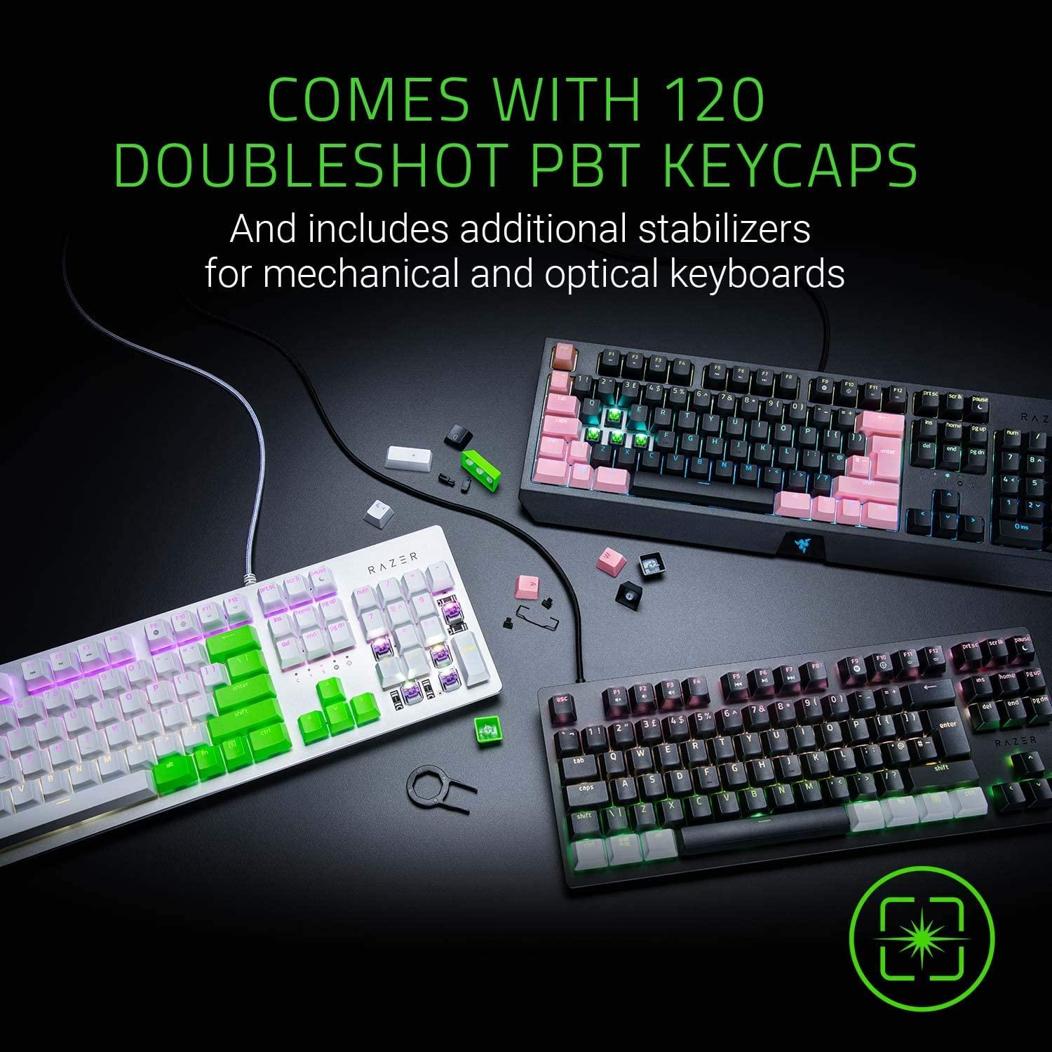 RAZER PBT KEYCAP UPGRADE SET FOR MECHANICAL AND OPTICAL KEYBOARDS DOUBLESHOT KEYCAPS CLASSIC BLACK - DataBlitz