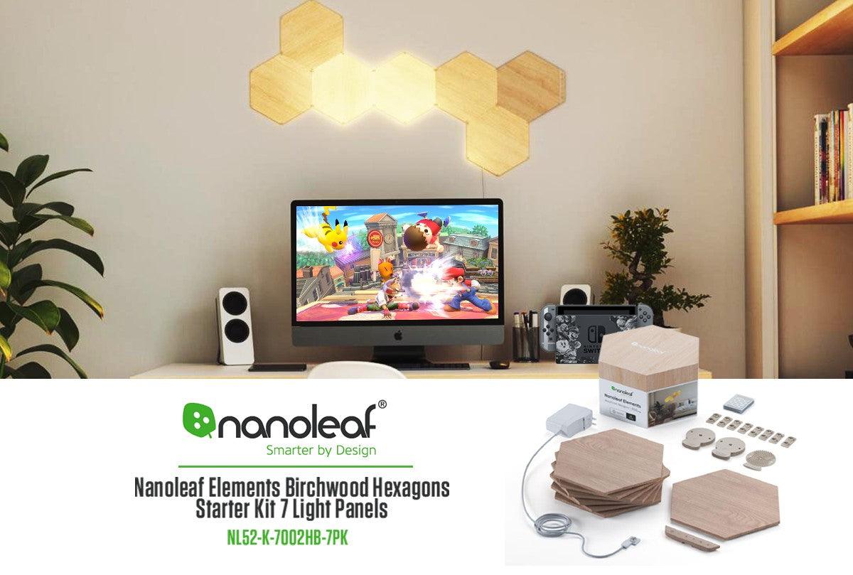 NANOLEAF ELEMENTS NL52-K-7002HB-7PK BIRCHWOOD HEXAGONS SMARTER KIT 7 LIGHT PANELS - DataBlitz