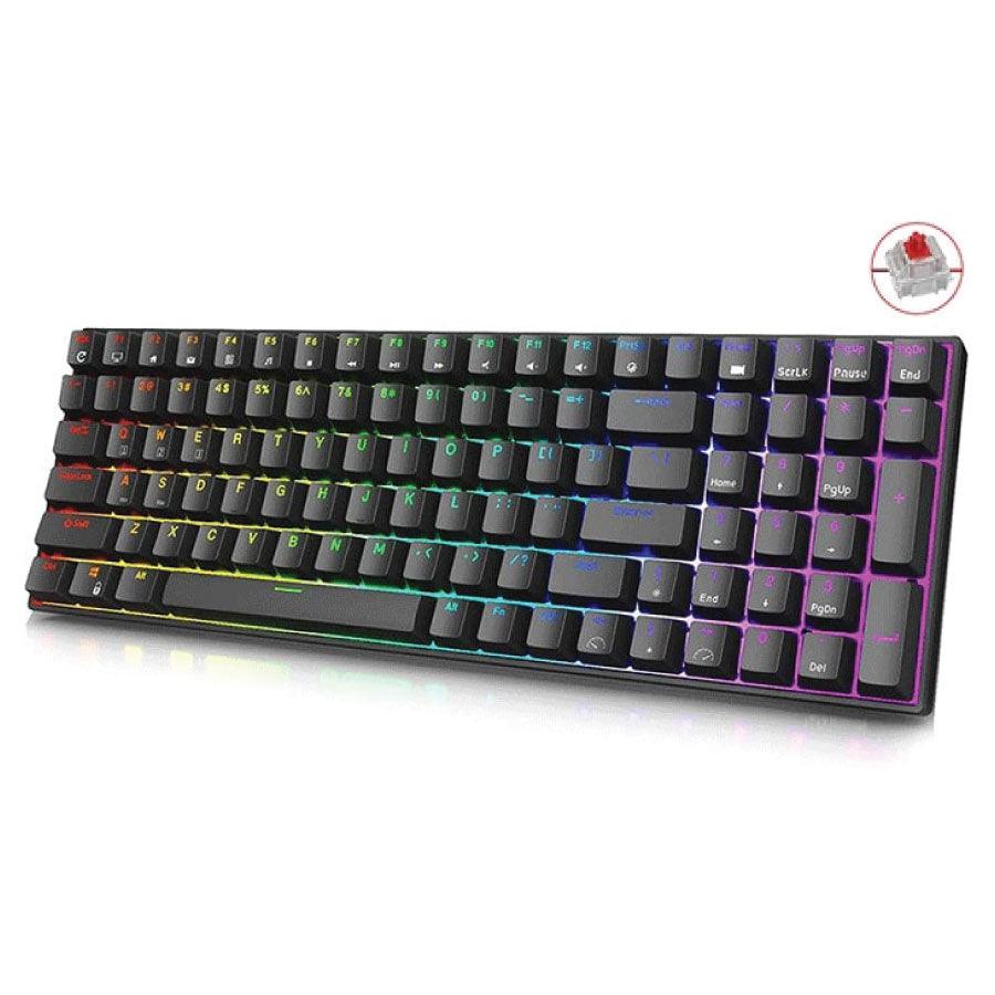 ROYAL KLUDGE RK100 TRI-MODE RGB 100 KEYS HOT SWAPPABLE MECHANICAL KEYBOARD BLACK (RED SWITCH) - DataBlitz