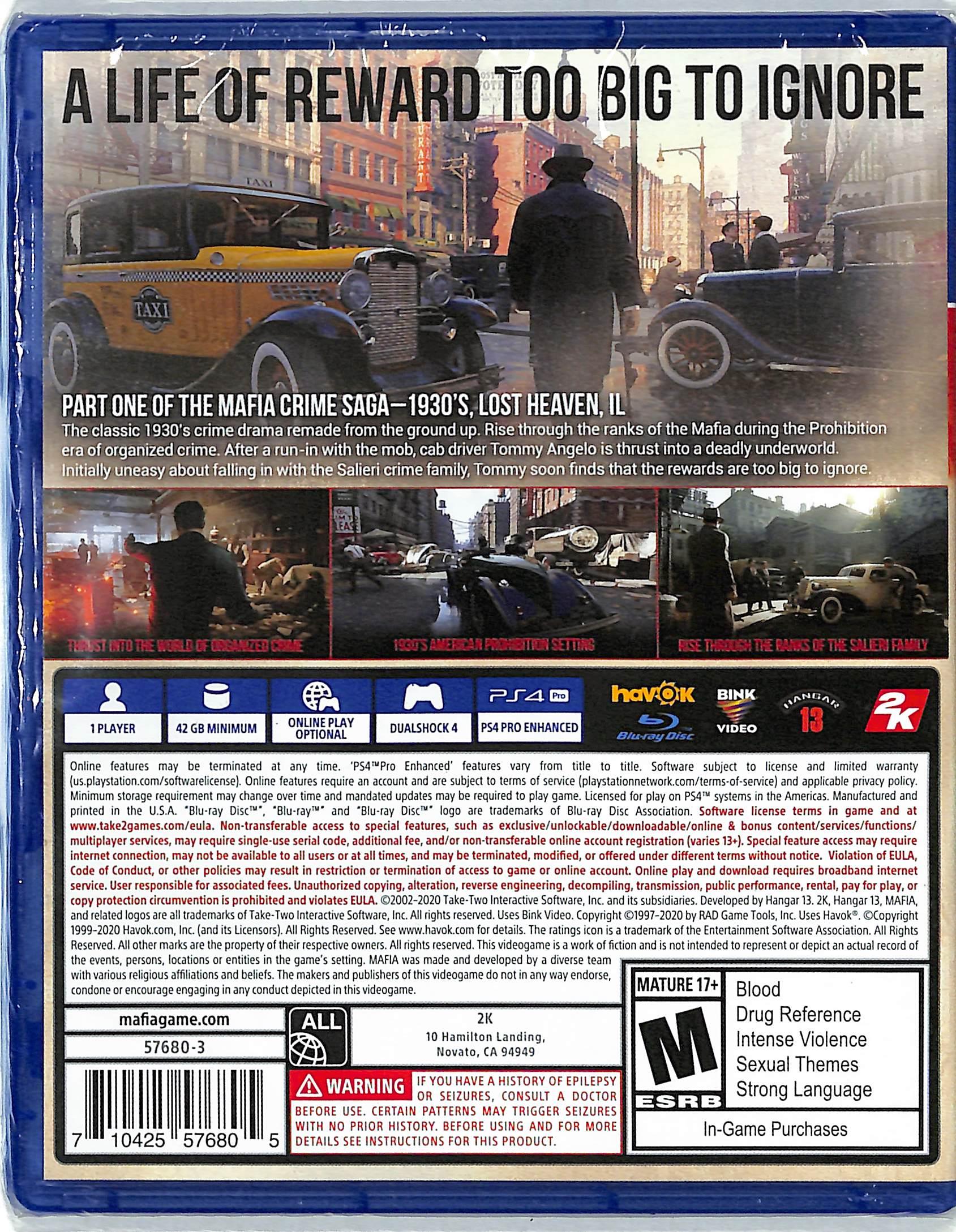 PS4 MAFIA DEFINITIVE EDITION ALL (US) - DataBlitz