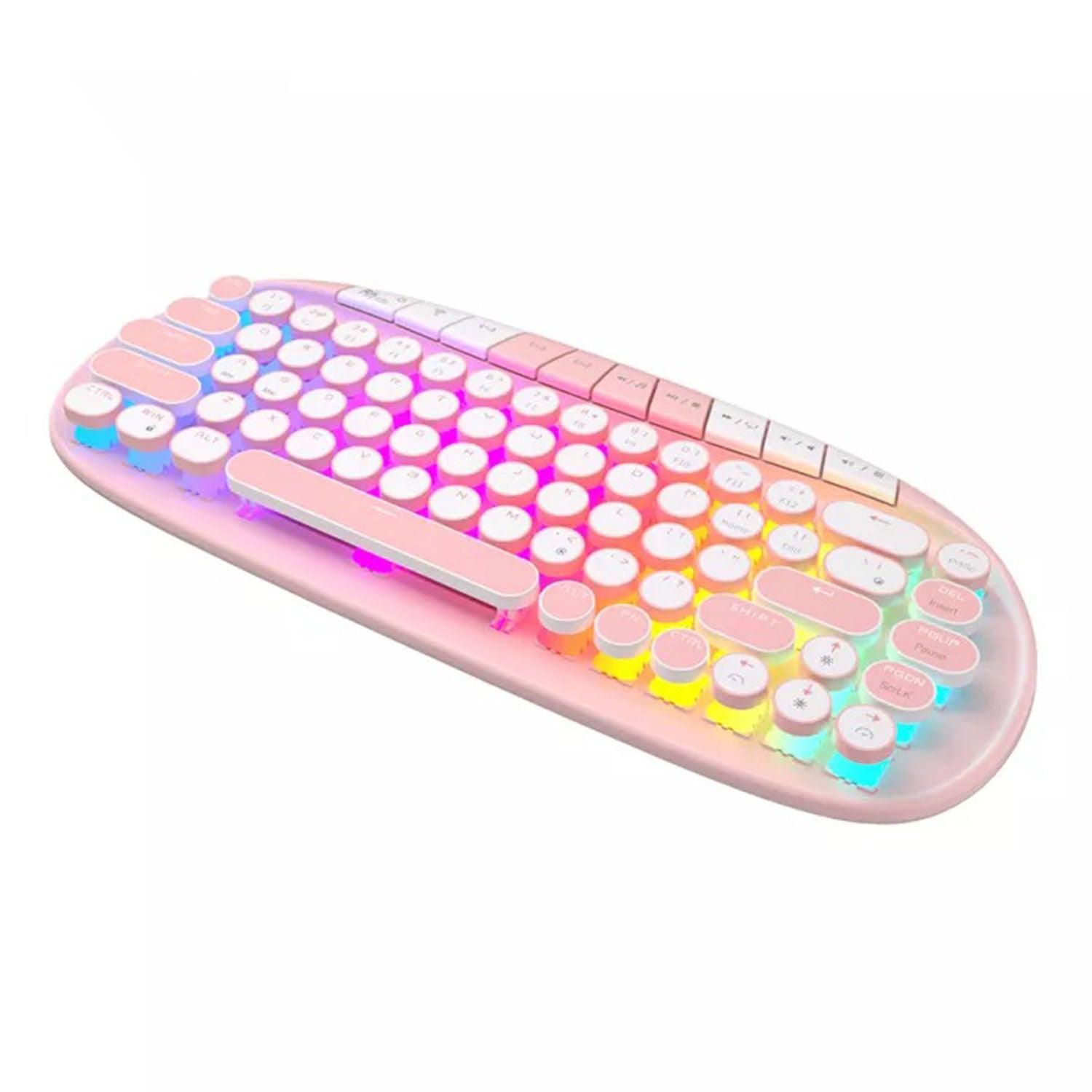 Royal Kludge RK Round Tri-Mode RGB 68 Keys Hot Swappable Mechanical Keyboard Pink (Pink Switch) - DataBlitz