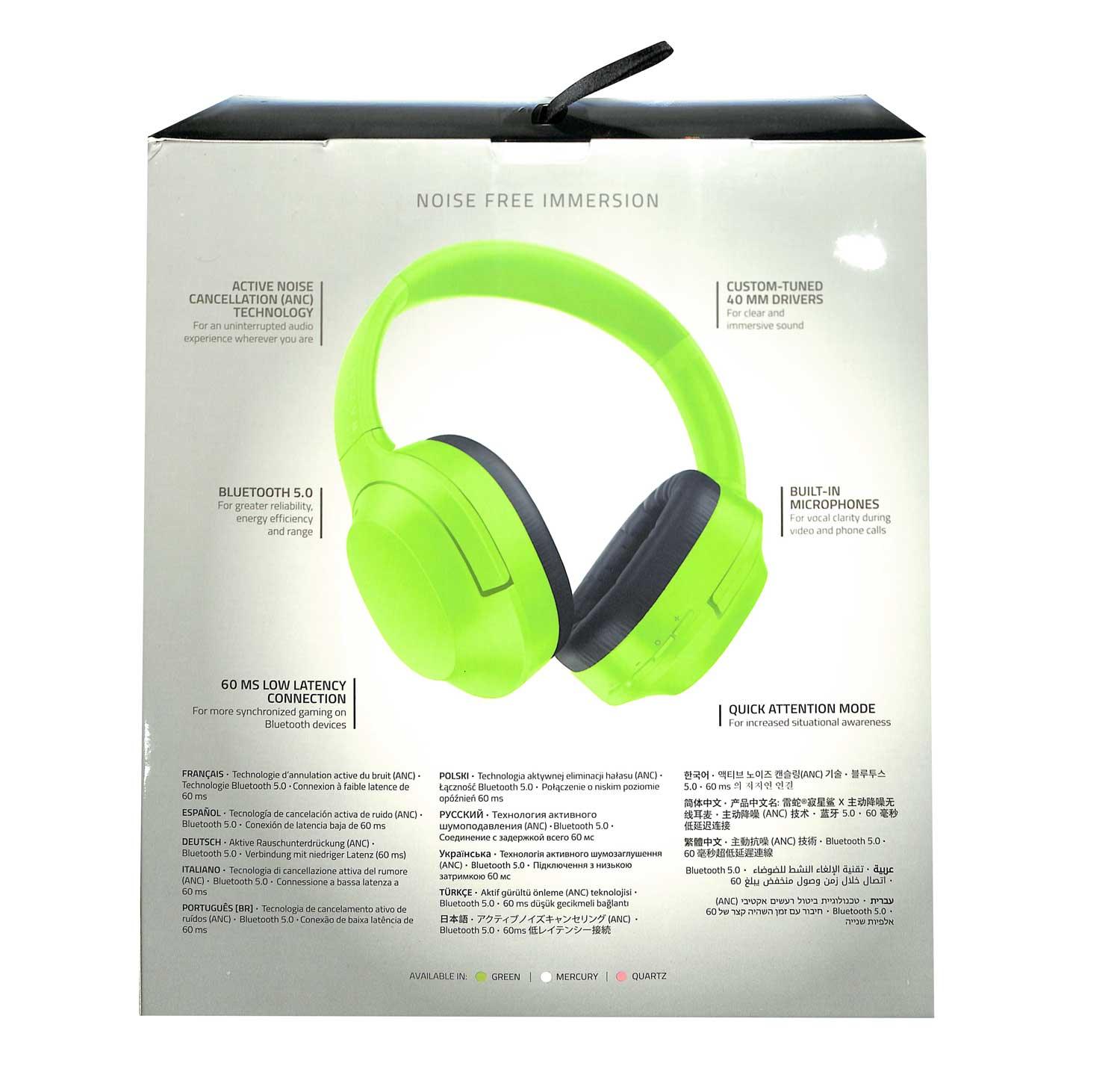 RAZER OPUS X WIRELESS LOW LATENCY HEADSET WITH ANC TECHNOLOGY (GREEN EDITION) - DataBlitz