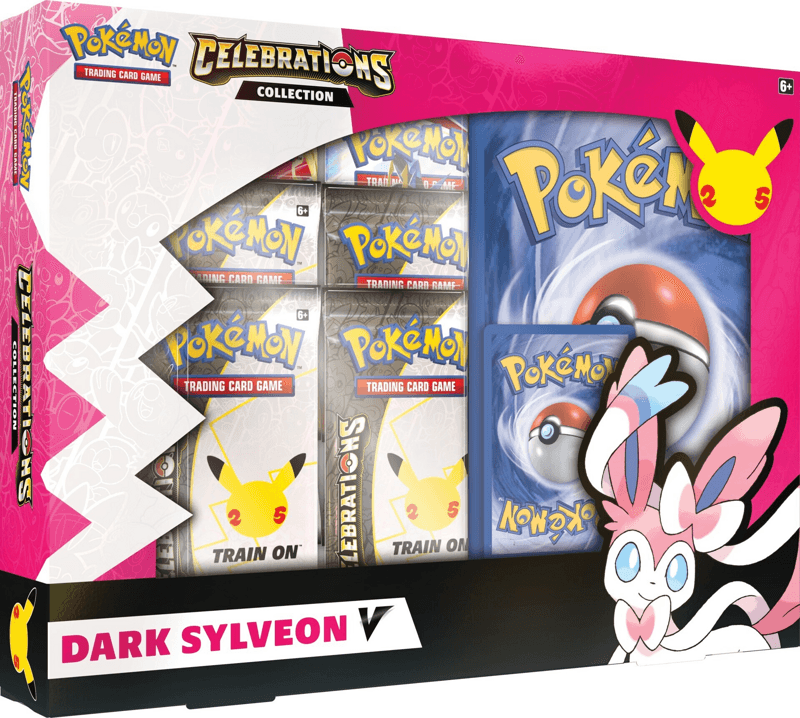 POKEMON TCG 25TH ANNIVERSAY CELEBRATIONS DARK SYLVEON V COLLECTION BOX