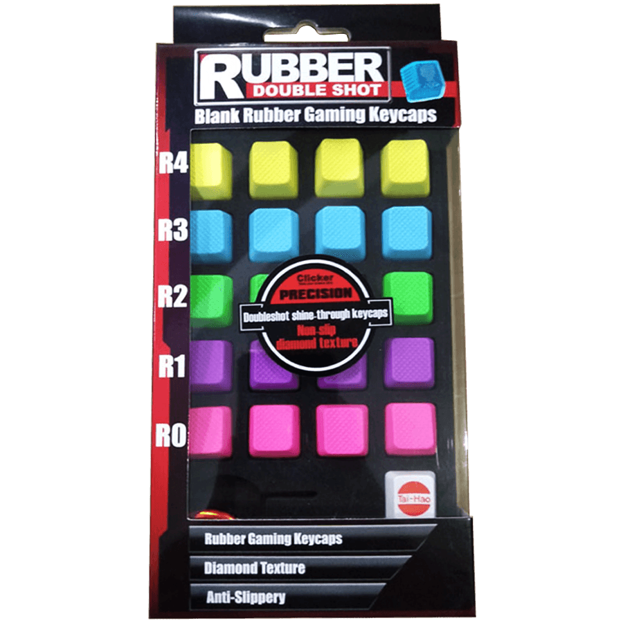 TAIHAO RUBBER DOUBLE SHOT BACKLIT GAMING KEYCAPS SET FOR CHERRY MX SWITCH TYPE (20-KEYS) (BLANK KEYS) (NEON PINK BLUE GREEN PURPLE) (C03MM508) - DataBlitz