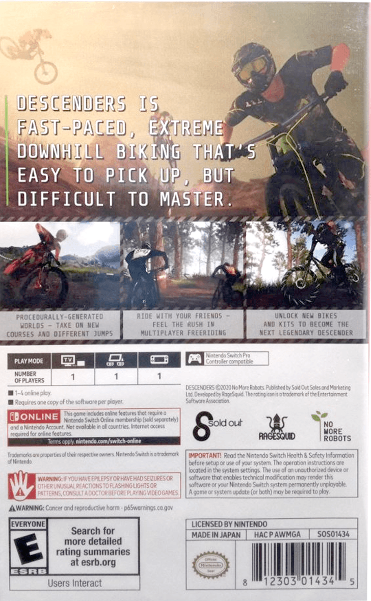 Nintendo Switch Descenders Extreme Procedural Freeriding