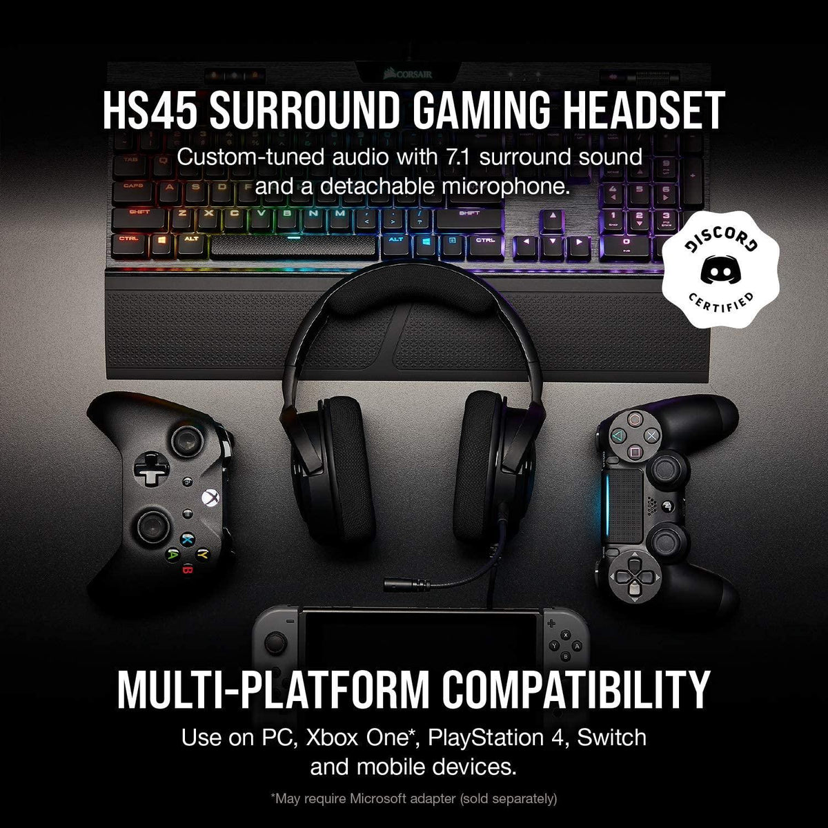 Corsair HS45 Surround Stereo Gaming Headset With 7.1 Surround Sound (Carbon) - DataBlitz