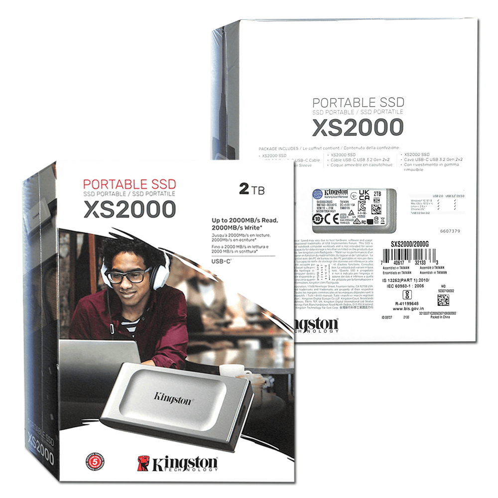 KINGSTON XS2000 2TB USB 3.2 GEN 2X2 PORTABLE SSD HIGH PERFORMANCE EXTERNAL DRIVE (SXS2000/2000G) - DataBlitz