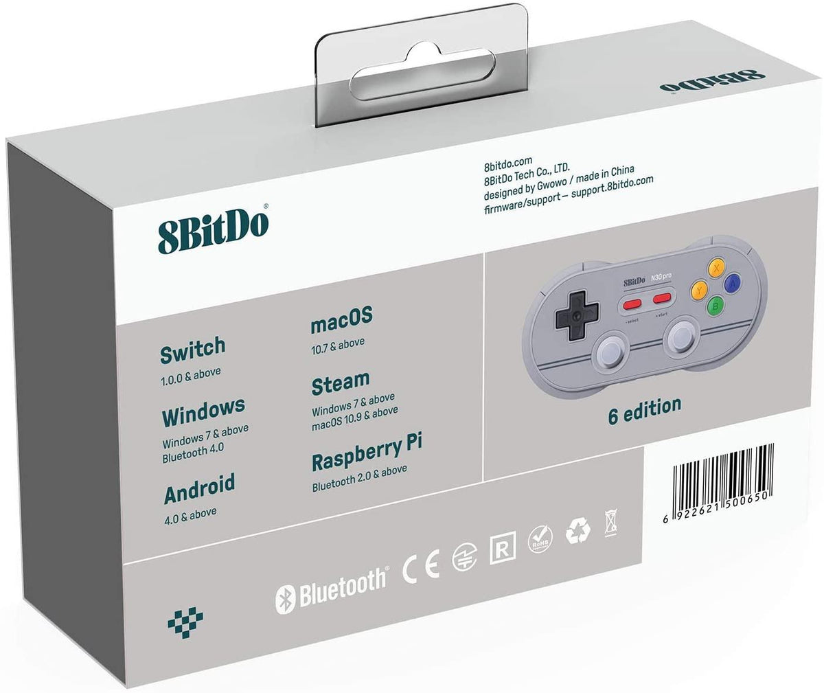 8Bitdo N30 Pro 2 Bluetooth Gamepad 6 Edition Gray (Switch/Windows/Android/MacOs/Steam)