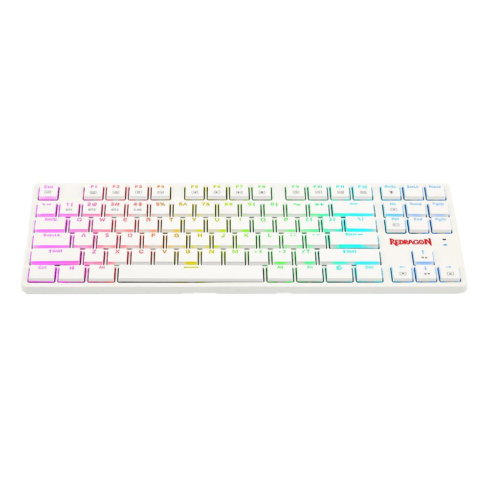 REDRAGON ANUBIS WIRELESS/WIRED RGB MECHANICAL GAMING KEYBOARD WHITE (DUST-PROOF BROWN SWITCH) (K539W-RGB) - DataBlitz