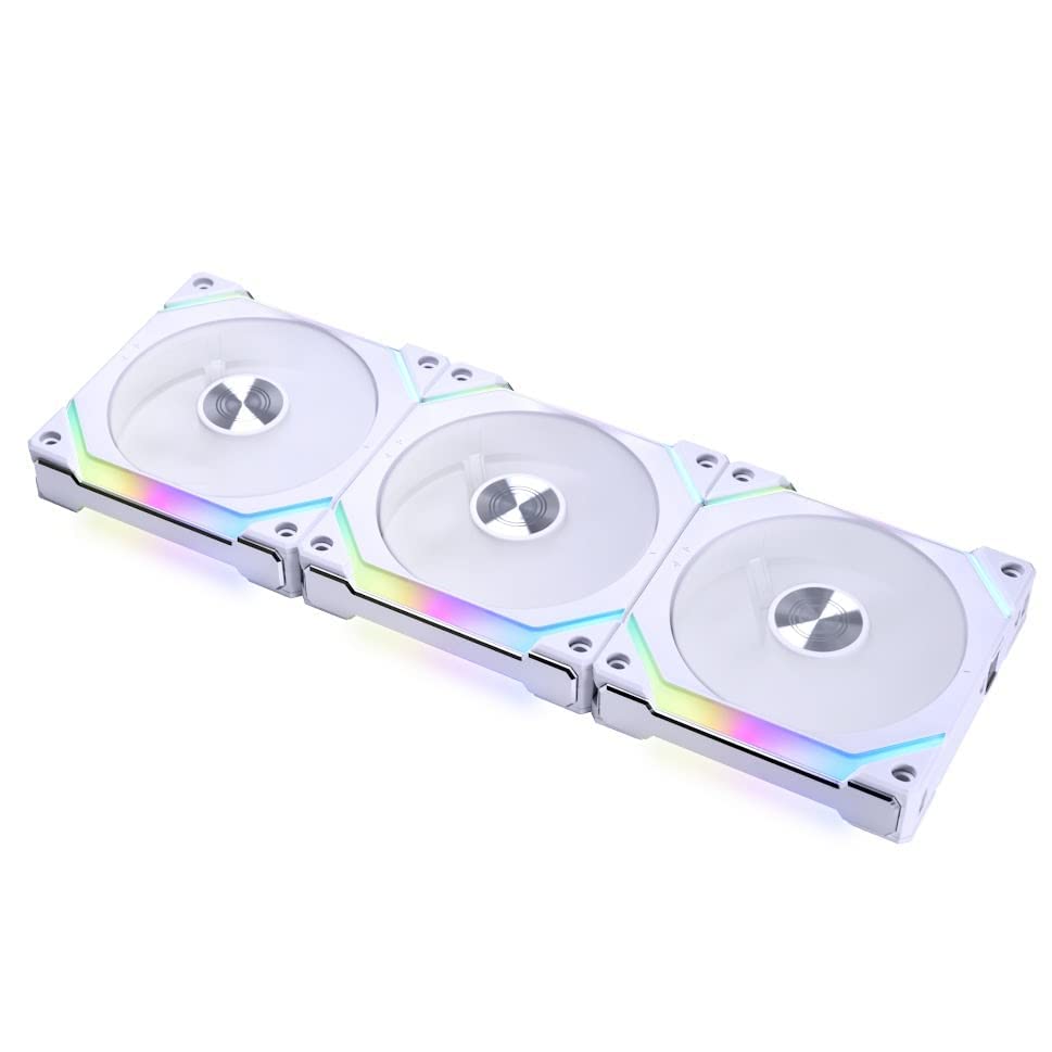 Lian Li Uni Fan SL120 V2 RGB Revolutionized Daisy-Chain ARGB Fan 120MM Triple Pack (White)