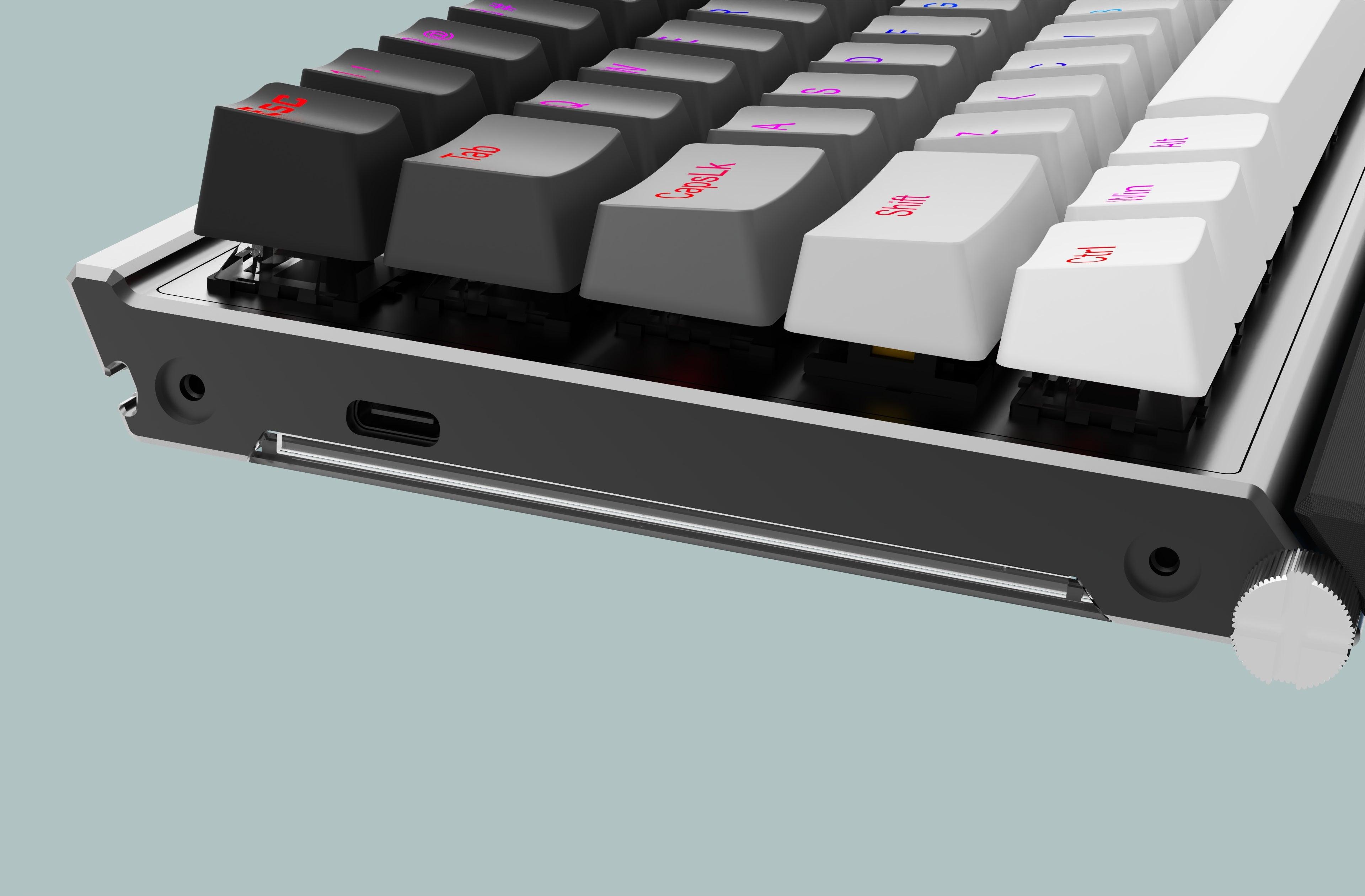 Redragon Shaco 60% Aluminum RGB Mechanical Keyboard With Tablet/Cellphone Stand & Palm Rest (Dust-Proof Outemu Red Switch) (Grey White) (K641G-GW-RGB) - DataBlitz