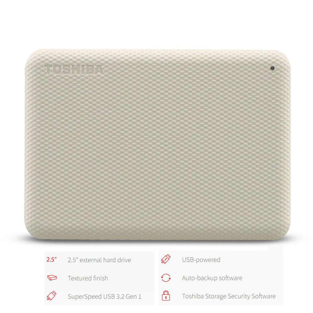 Toshiba Canvio Advance 2TB 2.5" USB 3.2 Portable External Hard Drive 2TB (Light Beige) - DataBlitz