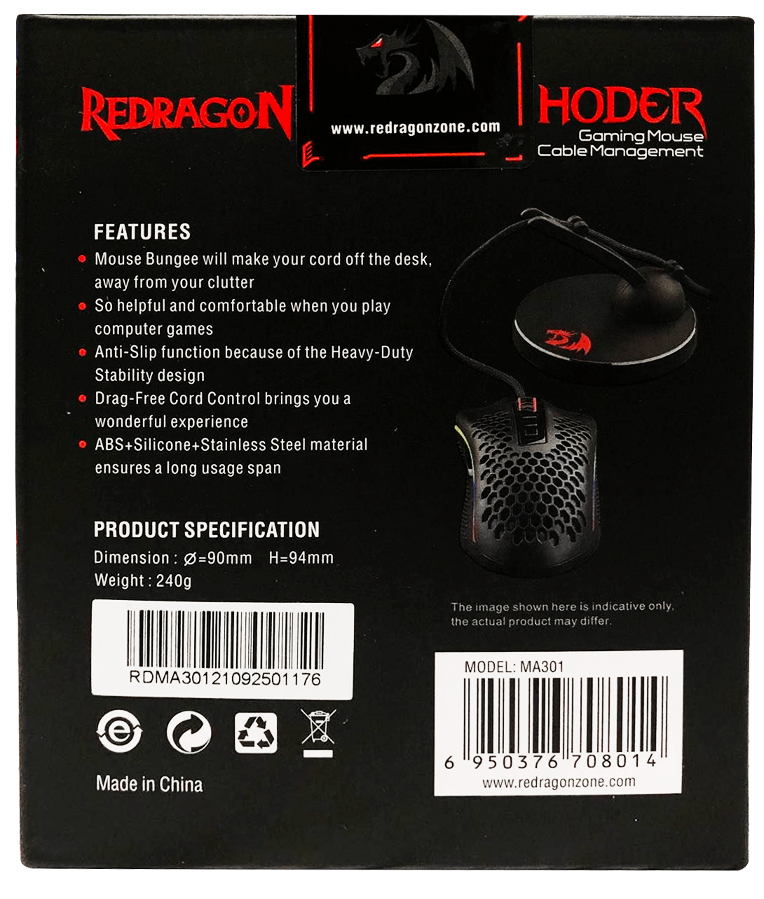 REDRAGON HODER GAMING MOUSE CABLE MANAGEMENT (BLACK) (MA301) - DataBlitz