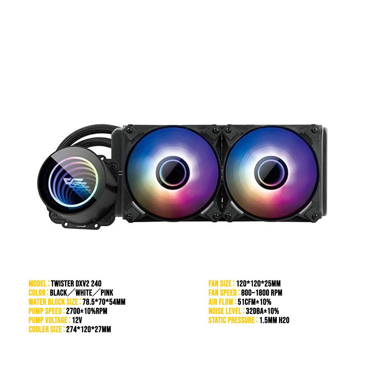 Darkflash Twister DX-240 V2 All-In-One 240MM Liquid CPU Cooler (Black) - DataBlitz