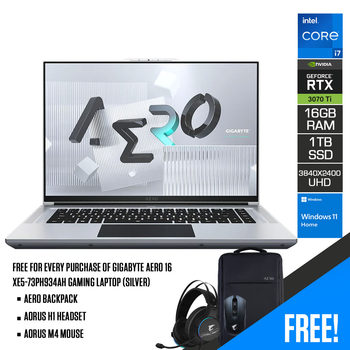 Gigabyte Aero 16 XE5-73PH934AH Gaming Laptop (Silver)