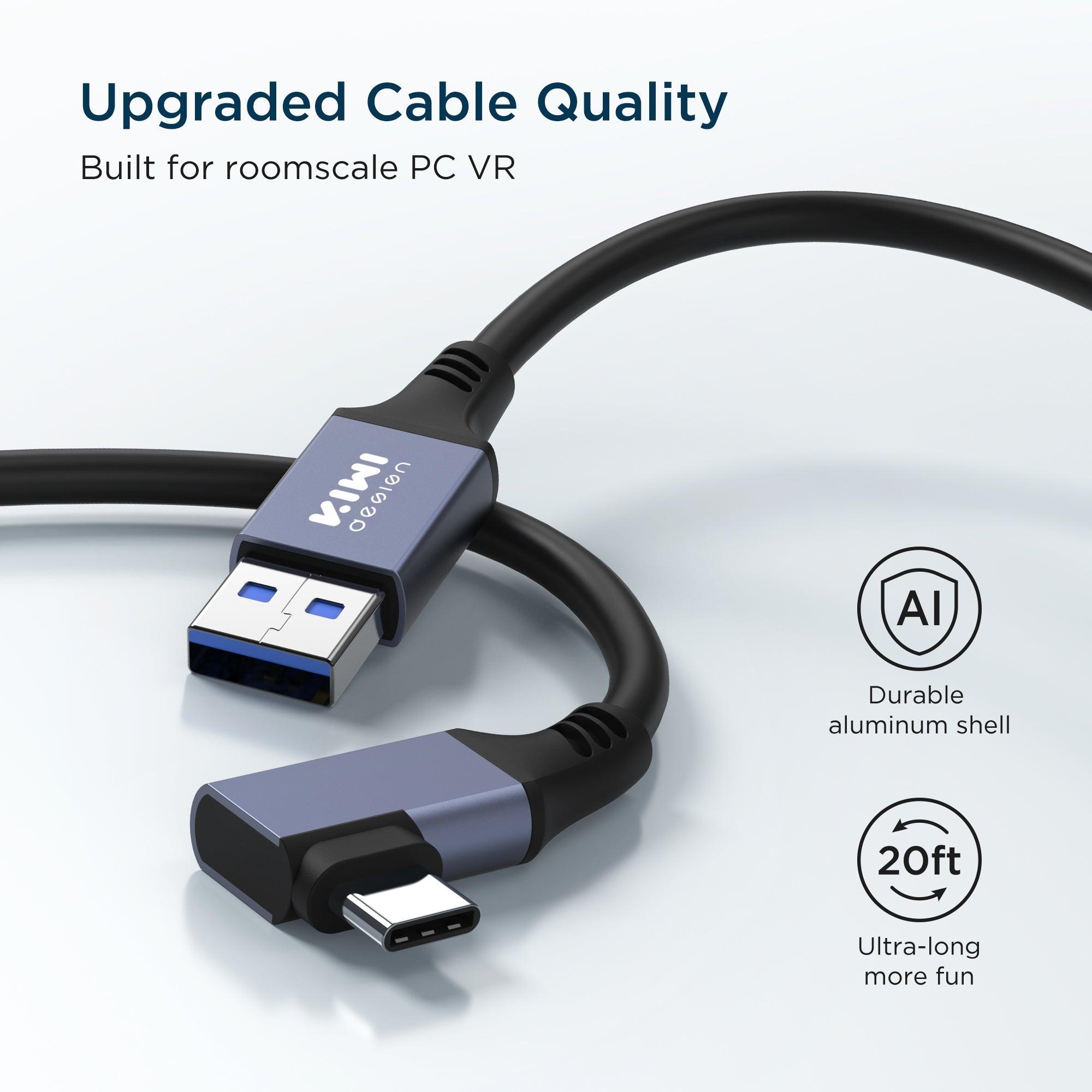 KIWI Design Aluminum Housing USB 3.2 Link Cable For Oculus Quest 2 (Black) (KW-QC-7-US) - DataBlitz