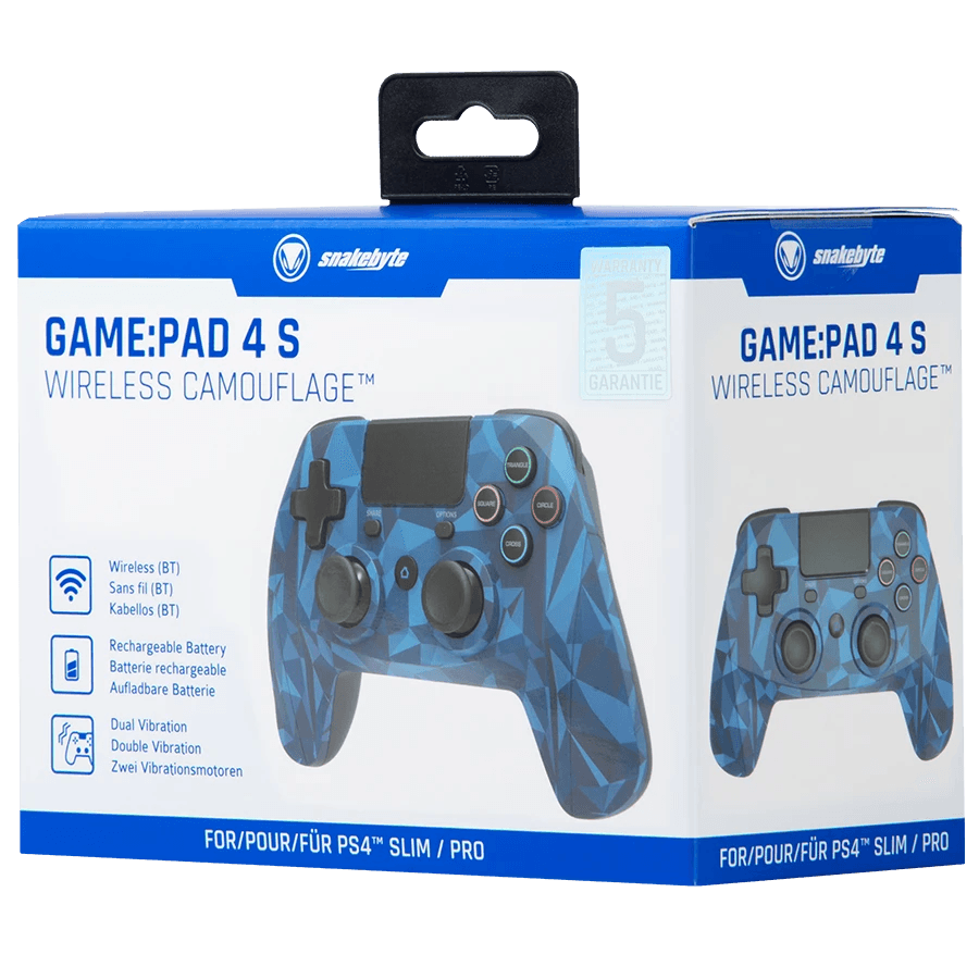 SNAKEBYTE PS4 GAMEPAD 4 S WIRELESS CAMOUFLAGE BLUE FOR (PS4/SLIM/PRO) - DataBlitz