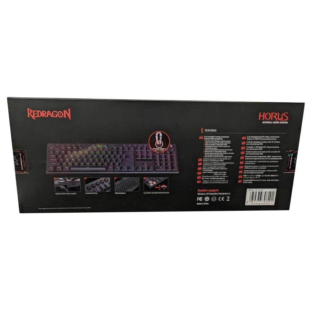 REDRAGON HORUS MECHANICAL GAMING KEYBOARD (BLACK) (DUST-PROOF BLUE) (K618-RGB) - DataBlitz