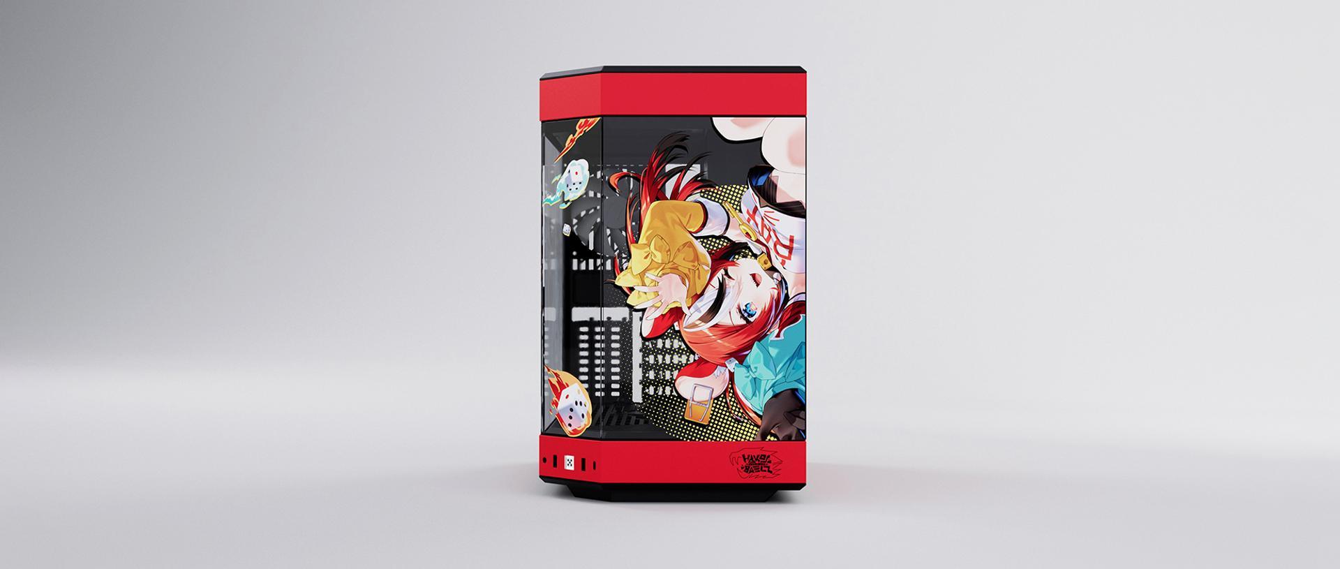 Hyte Hakos Baelz Y60 Mid-Tower ATX Modern Aesthetic Case (Black/Red) + Desk Pad Bundle - DataBlitz
