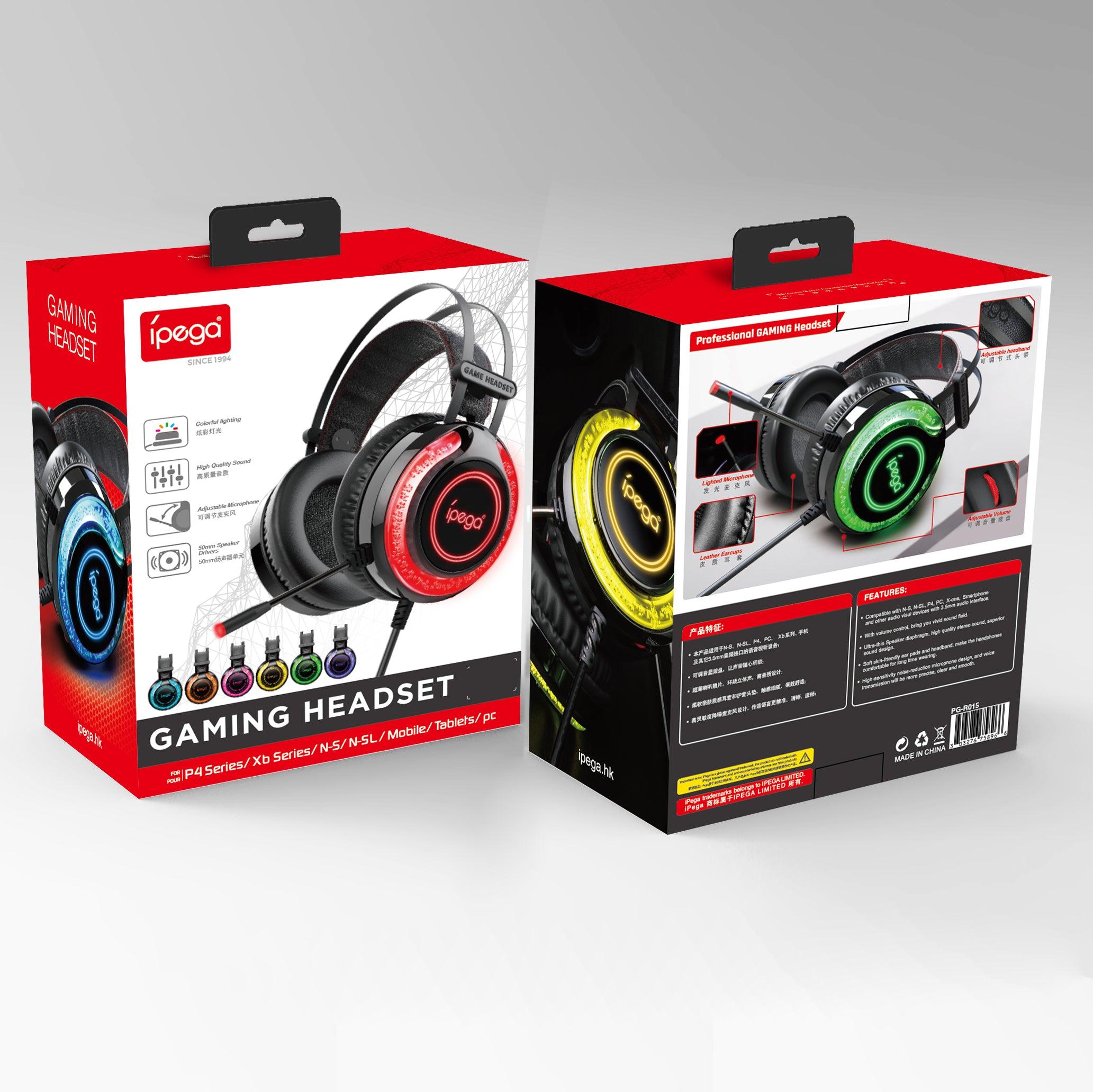 IPEGA GAMING HEADSET FOR PS5/P4 SERIES/X-ONE SERIES/N-SWITCH/N-SWITCH LITE/MOBILE/TABLETS/PC (PG-R015) - DataBlitz