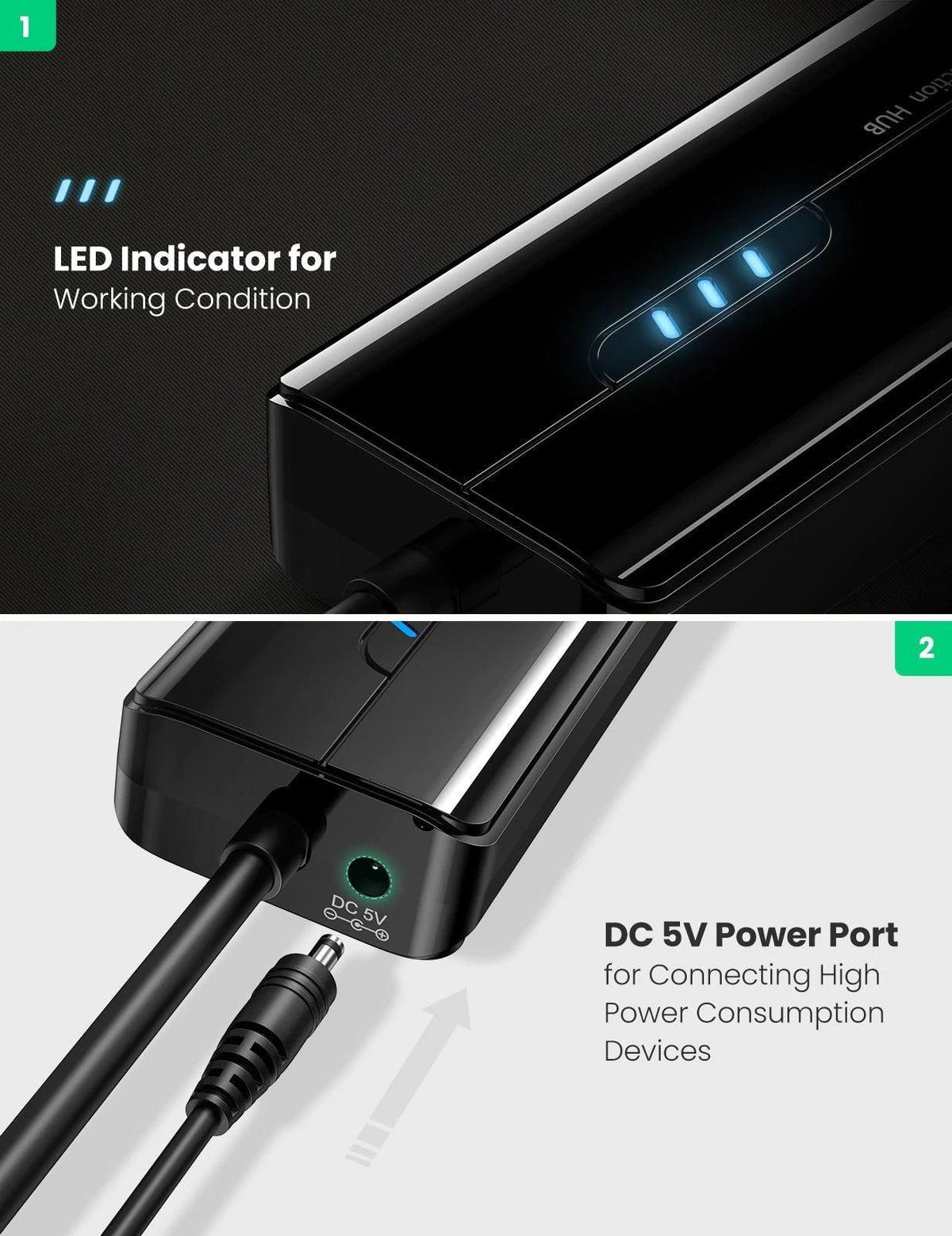 UGREEN USB 3.0 HUB WITH GIGABIT ETHERNET ADAPTER (BLACK) (20265) - DataBlitz