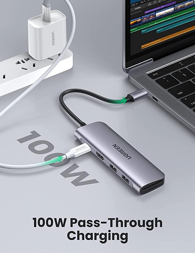 UGREEN USB-C 6-IN-1 MULTIFUNCTIONAL ADAPTER (SPACE GRAY) (CM195/70411) - DataBlitz
