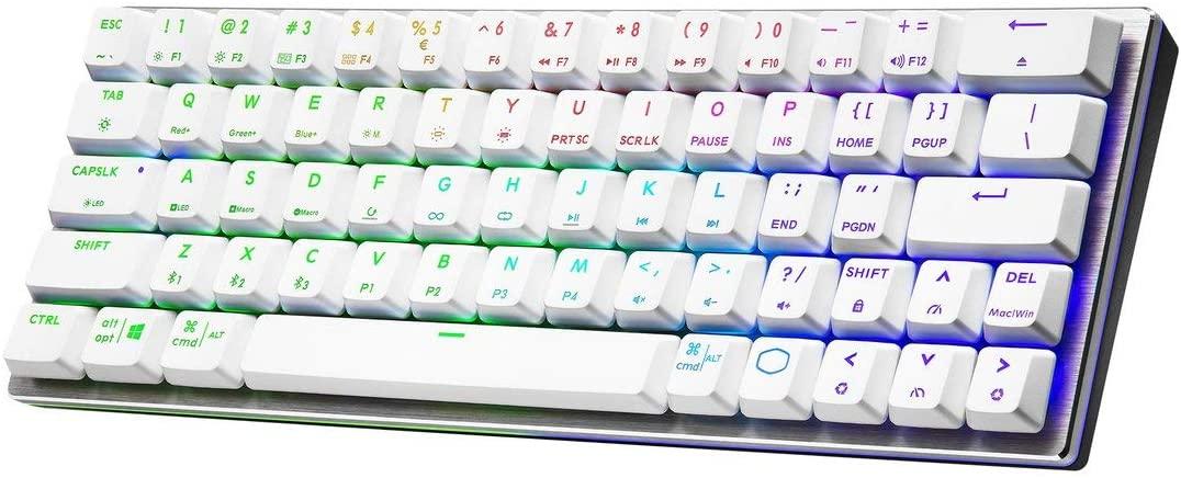 COOLER MASTER SK622 WIRELESS 60% MECHANICAL KEYBOARD SILVER WHITE WITH LOW PROFILE SWITCHES (BLUE RGB CLICKY) - DataBlitz