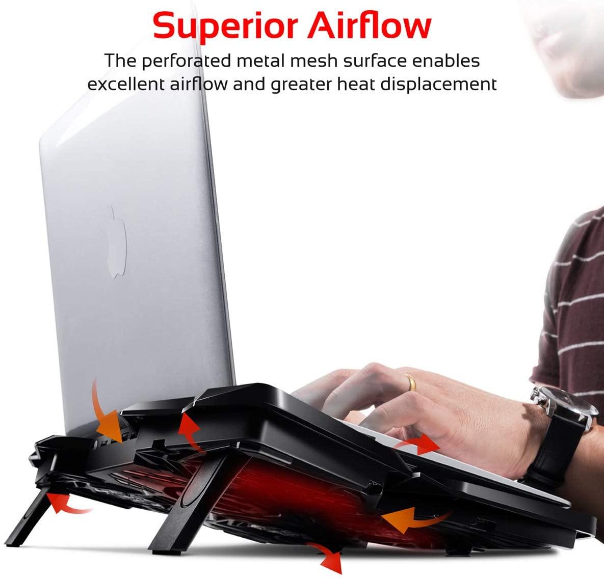 PROMATE AIRBASE-3 ERGONOMIC LAPTOP COOLING PAD WITH SILENT FAN TECHNOLOGY (BLACK) - DataBlitz