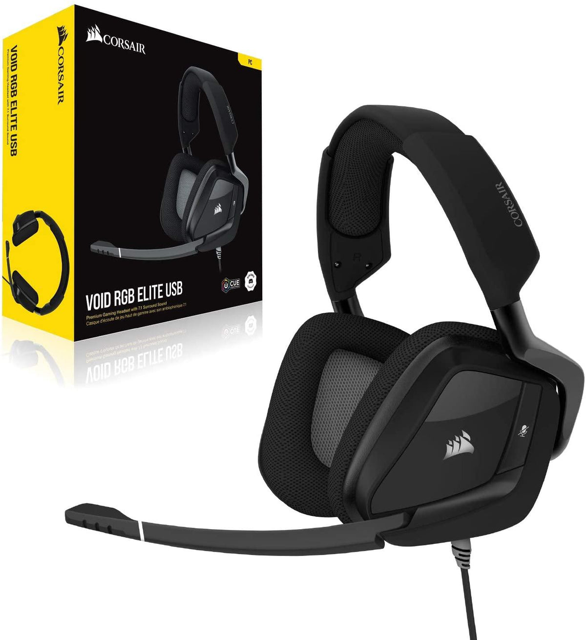 CORSAIR VOID RGB ELITE USB PREMIUM GAMING HEADSET WITH 7.1 SURROUND SOUND FOR PC (CARBON) - DataBlitz