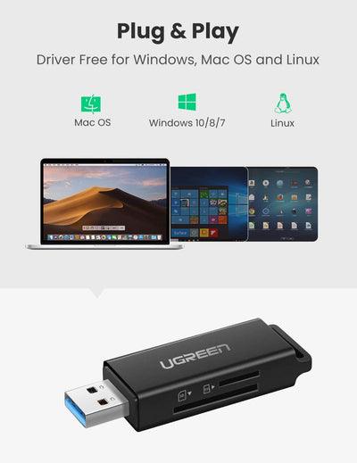 UGREEN USB 3.0 Card Reader For TF/SD (Black) (CM104/40752) - DataBlitz