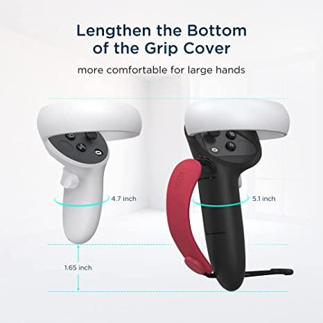 KIWI DESIGN Top Version Controller Grips Cover Compatible With Oculus Quest 2 (Black + Red & Blue) (KW-Q1PRO-3-BKRBU-1-US) - DataBlitz