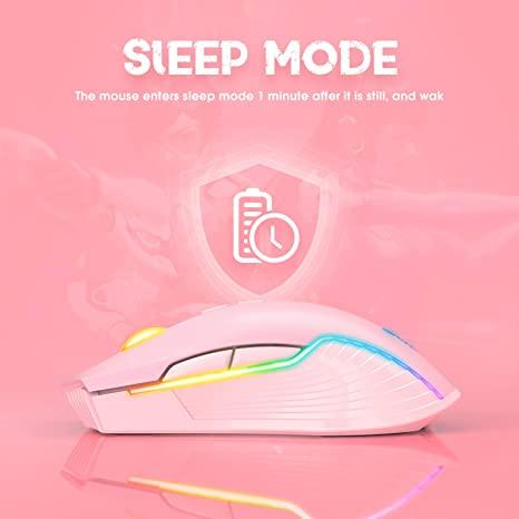 Onikuma CW905 3600 DPI Wireless Gaming Mouse 7 Buttons Design RGB (Pink) - DataBlitz