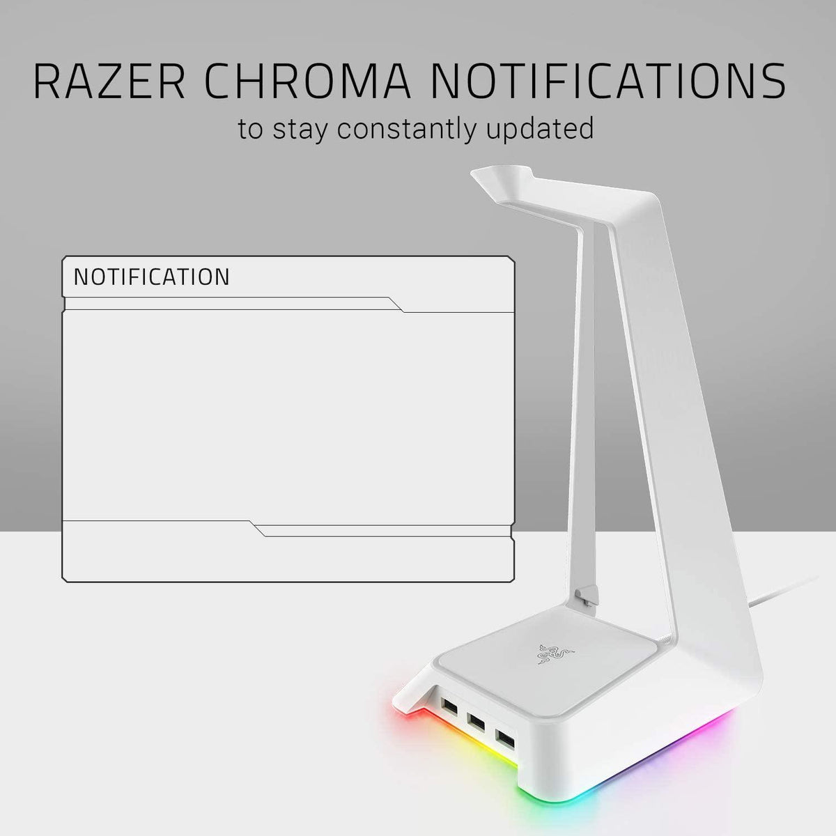 RAZER BASE STATION CHROMA HEADSET STAND WITH USB HUB (MERCURY) - DataBlitz