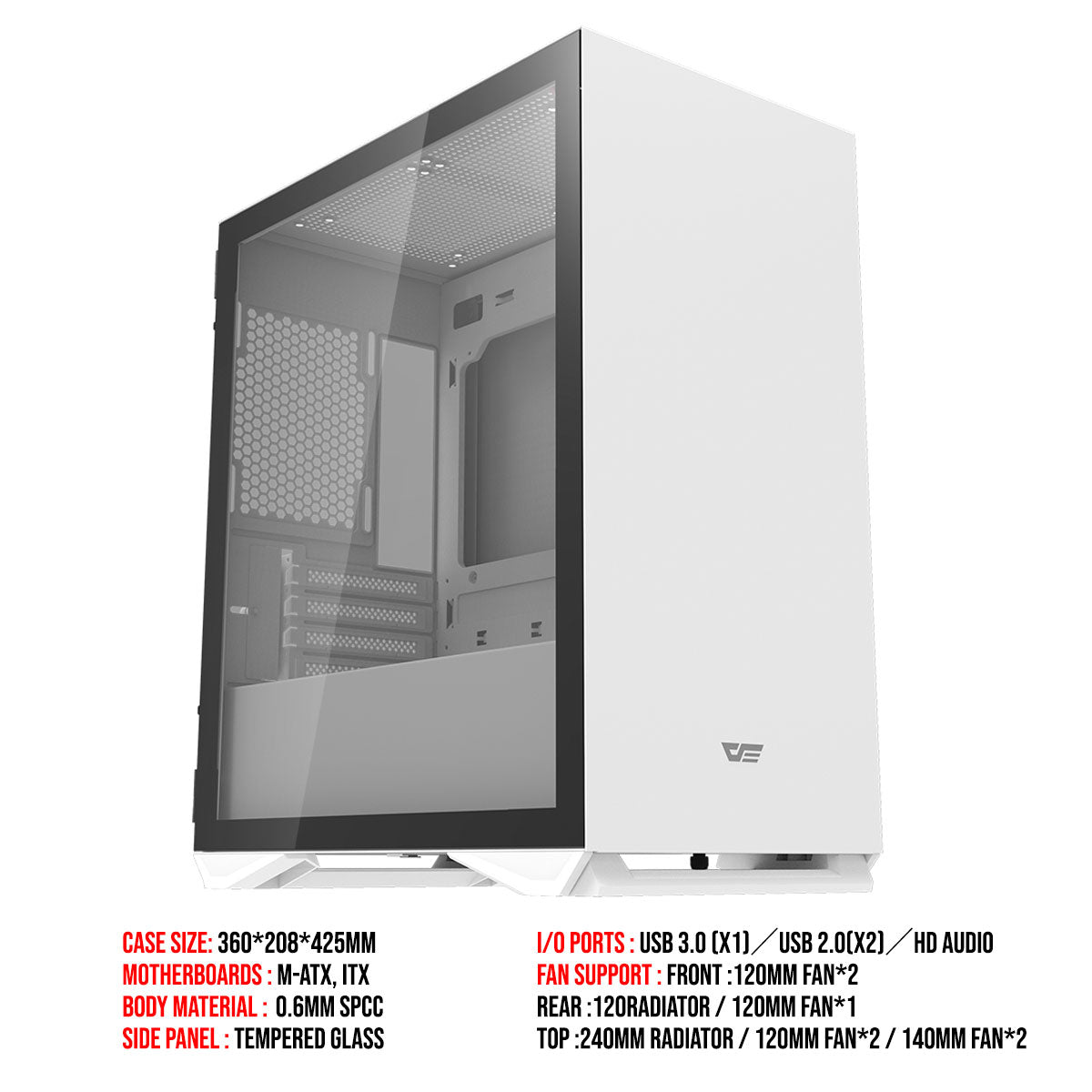 Darkflash DLM 22 Luxury M-ATX PC Case (White)