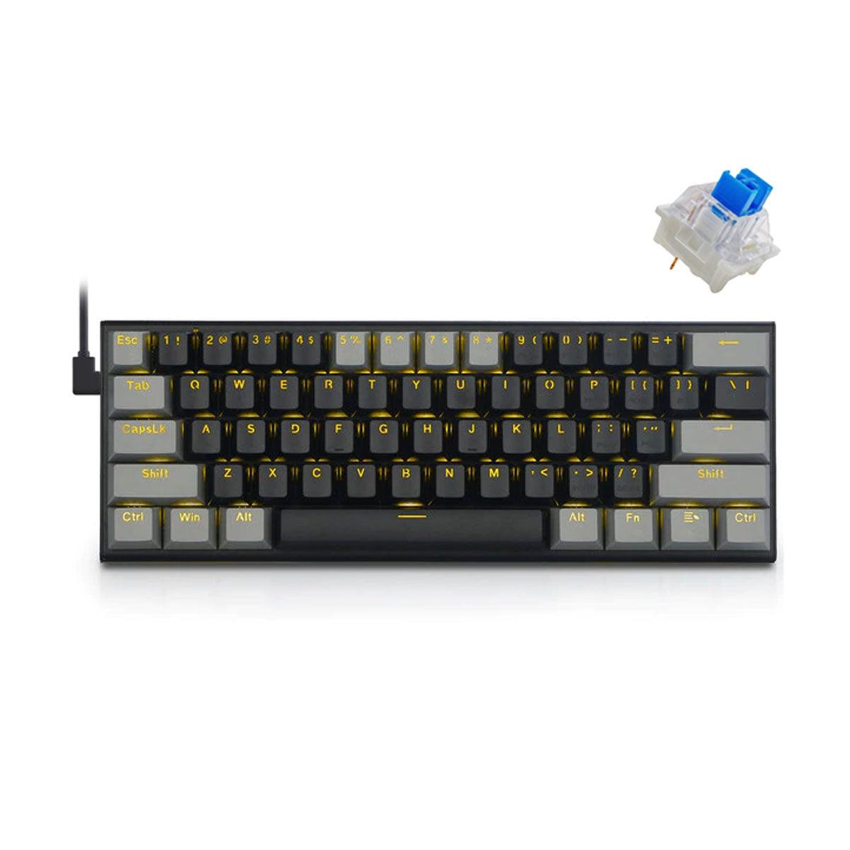 E-Yooso Z-11 Single Light RGB 61 Keys Hot Swappable Mechanical Keyboard Black/Gray (Blue Switch) - DataBlitz