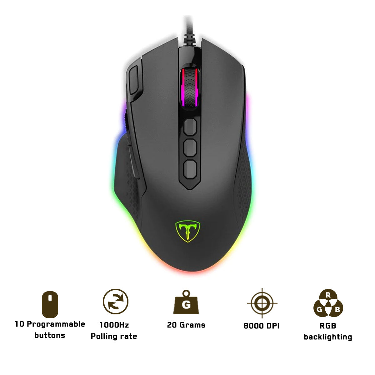 T-Dagger Bettle 10-Button RGB Backlighting Wired Gaming Mouse (T-TGM305)