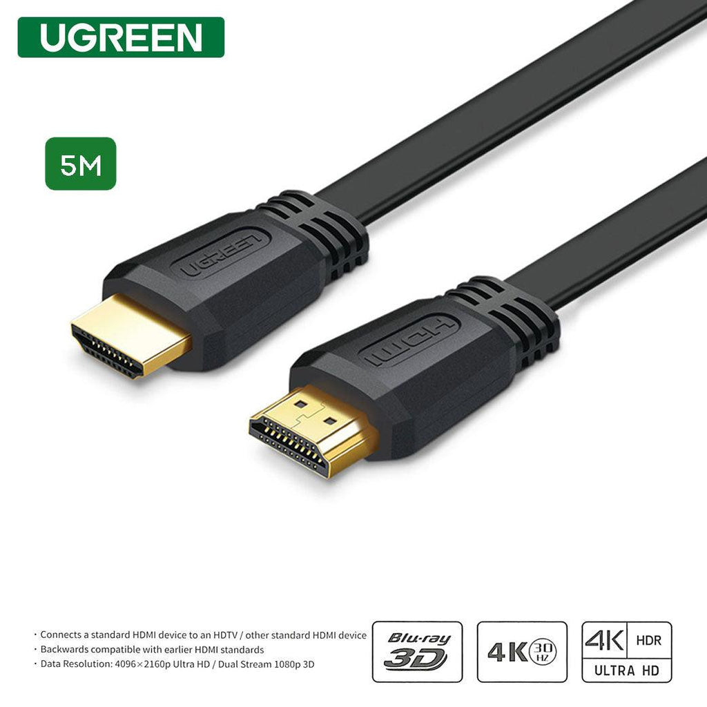 DataBlitz UGREEN HDMI Male To Male Flat Cable 5M (Black) (ED015/50821)