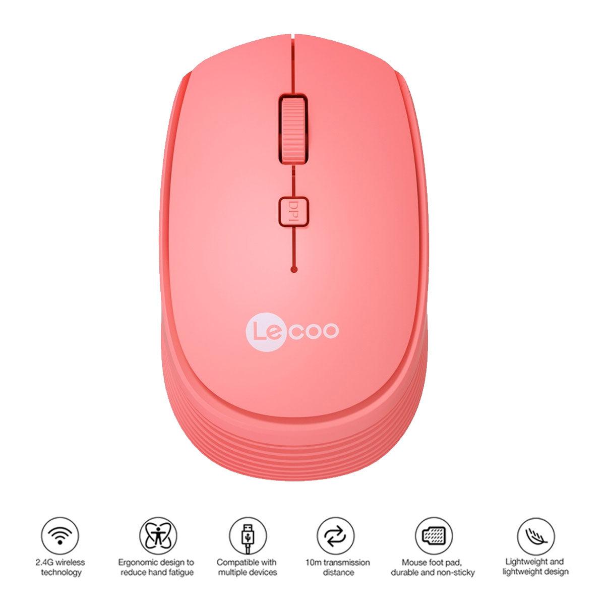 Lenovo Lecoo WS202 2.4G Wireless Mouse (Pink) - DataBlitz
