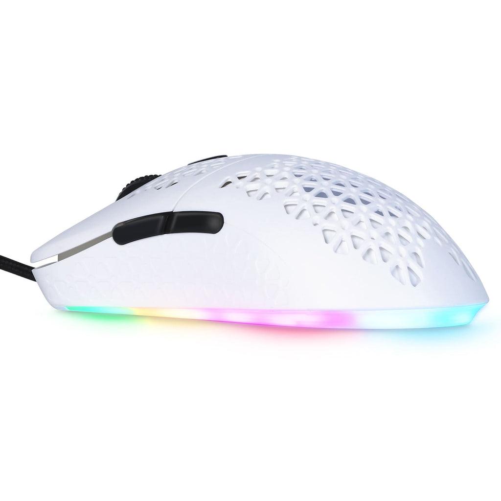 Onikuma CW911 RGB Wired Optical Gaming Mouse Honeycomb Shell (White) - DataBlitz