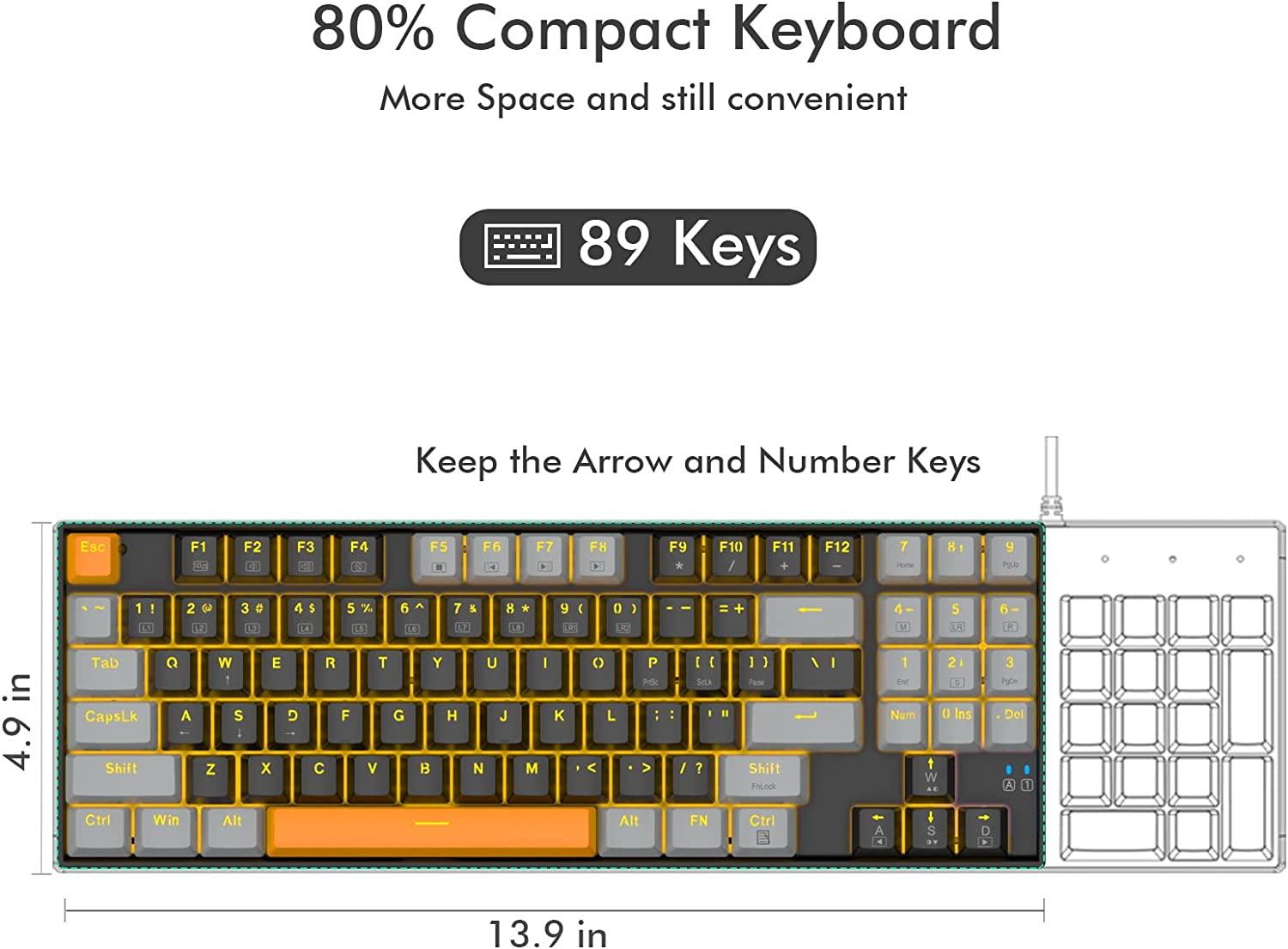 E-YOOSO Z-13 Single Light 89 Keys Mechanical Keyboard Black/Gray (Brown Switch) - DataBlitz